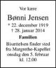Bønni Jensen (I02136) - dødsannonce Bønni Jensen (I02136) - dødsannonce