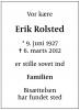 Erik Rolsted (I06389) - dødsannonce